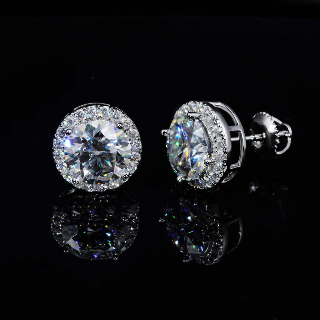 2.00 Carat Certified VVS1 Moissanite Halo Earrings