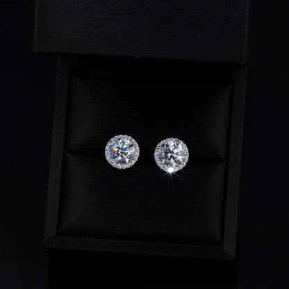 2.00 Carat Certified VVS1 Moissanite Halo Earrings