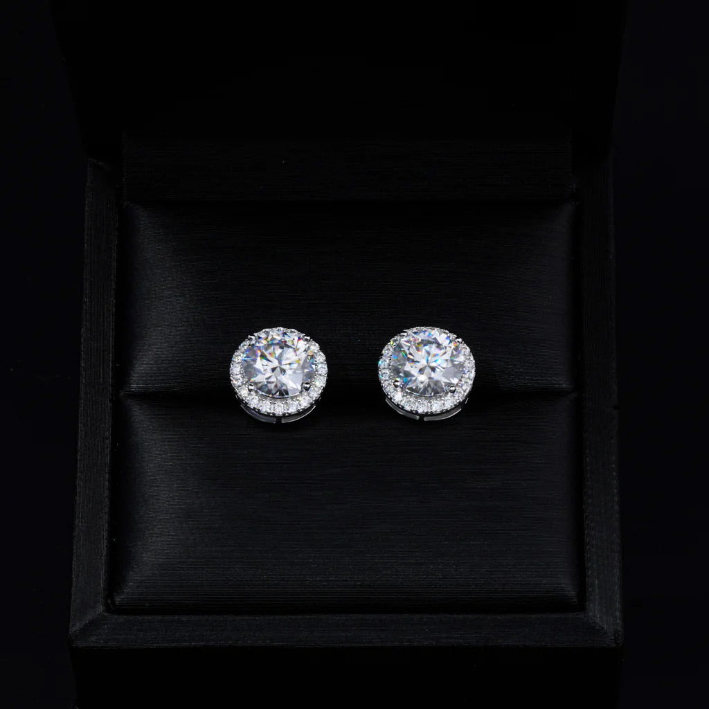 2.00 Carat Certified VVS1 Moissanite Halo Earrings