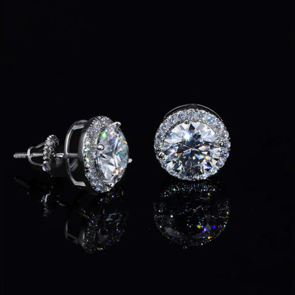 2.00 Carat Certified VVS1 Moissanite Halo Earrings