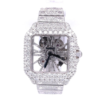 41mm Stainless Steel Skeleton Silver Watch